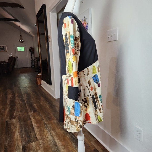 PARSLEY & SAGE BOHO VIBE MIXED PRINT AND SOLID LONG V-NECK 3/4 SLEEVE TOP SIZE S - Picture 6 of 11